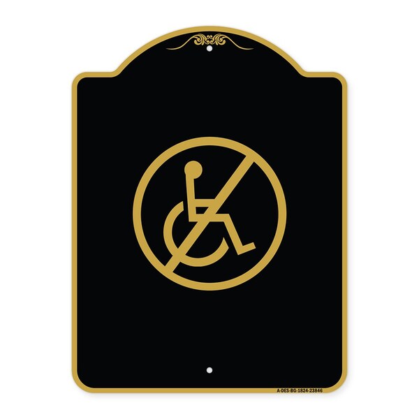 Signmission Designer Series Sign-No Handicap, Black & Gold Aluminum Architectural Sign, 18" x 24", BG-1824-23846 A-DES-BG-1824-23846 - main